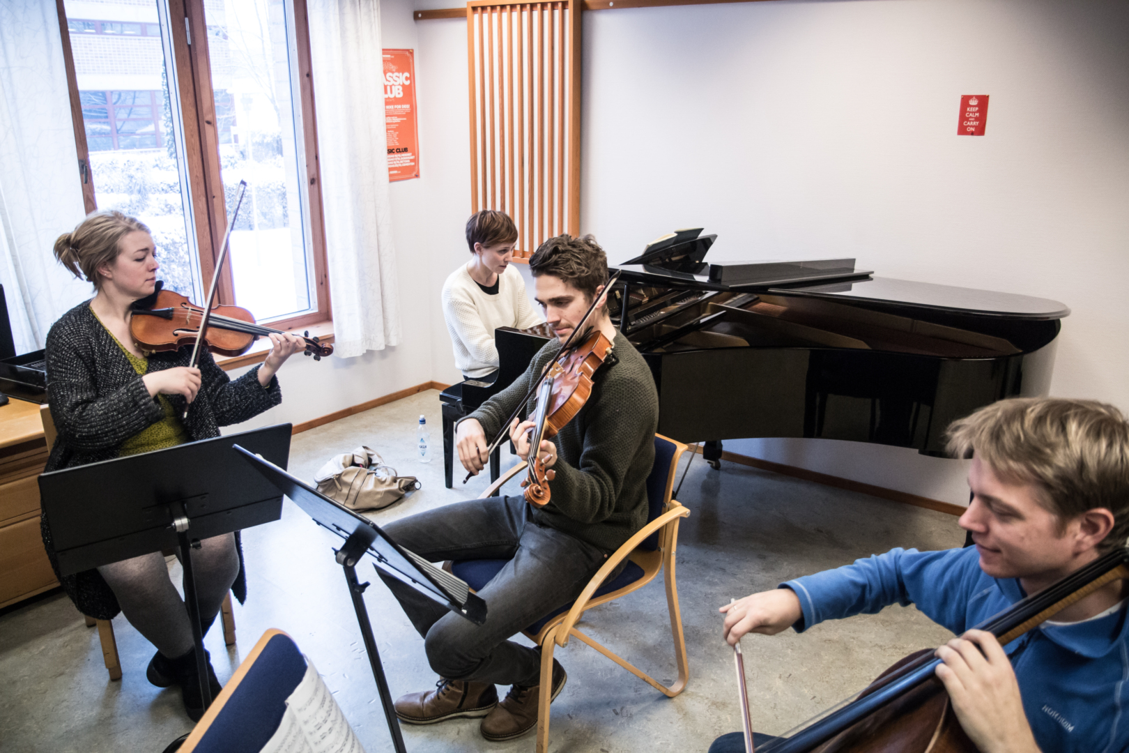 Solo og sammen: Kammermusikk er en viktig del av karrieren. Her fra øvelse med Maria Angelika Carlsen, Einar Kyvik Bauge og Jan Clemens Carlsen til KORKs kammermusikkserie.