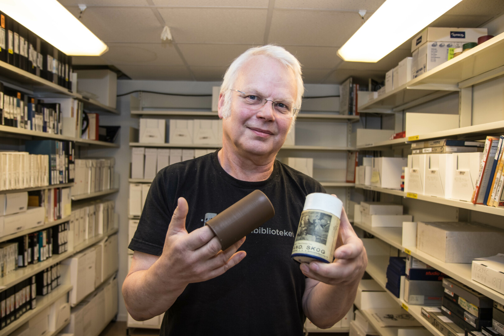 Lydteknikere: Sigbert Fryxell ved Nasjonalbibliotekets lydlaboratorium.