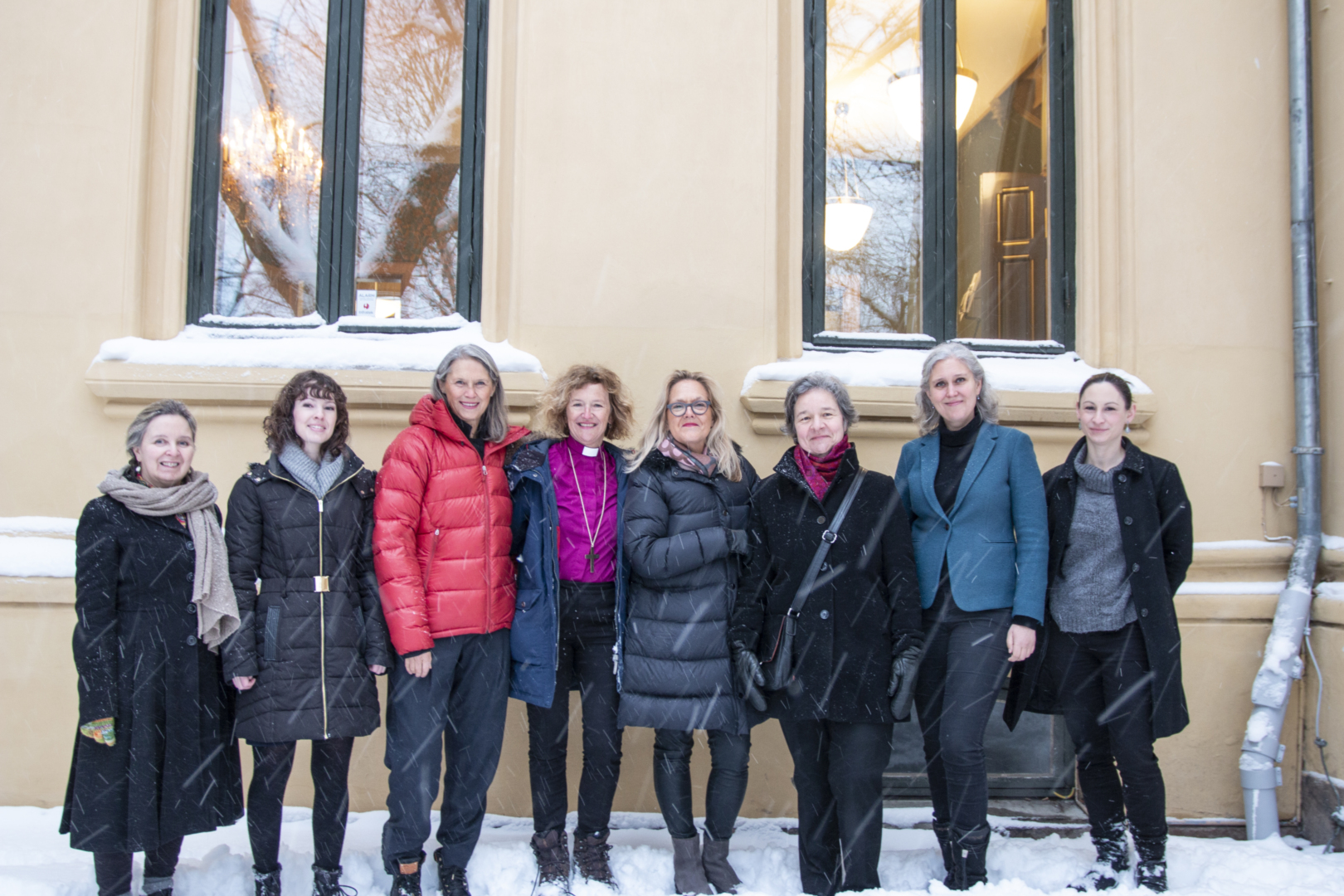 Bildet i 2019: F.v.: Kantor Karin Nelson, kantor Hannah Carding, dirigent Grete Pedersen, biskop i Oslo Kari Veiteberg, Bente Johnsrud, leder for Oslo internasjonale kirkemusikkfestival, kantor Inger-Lise Ulsrud, domkantor i Oslo Vivianne Sydnes, og kantor og initiativtaker Jo Dalene.