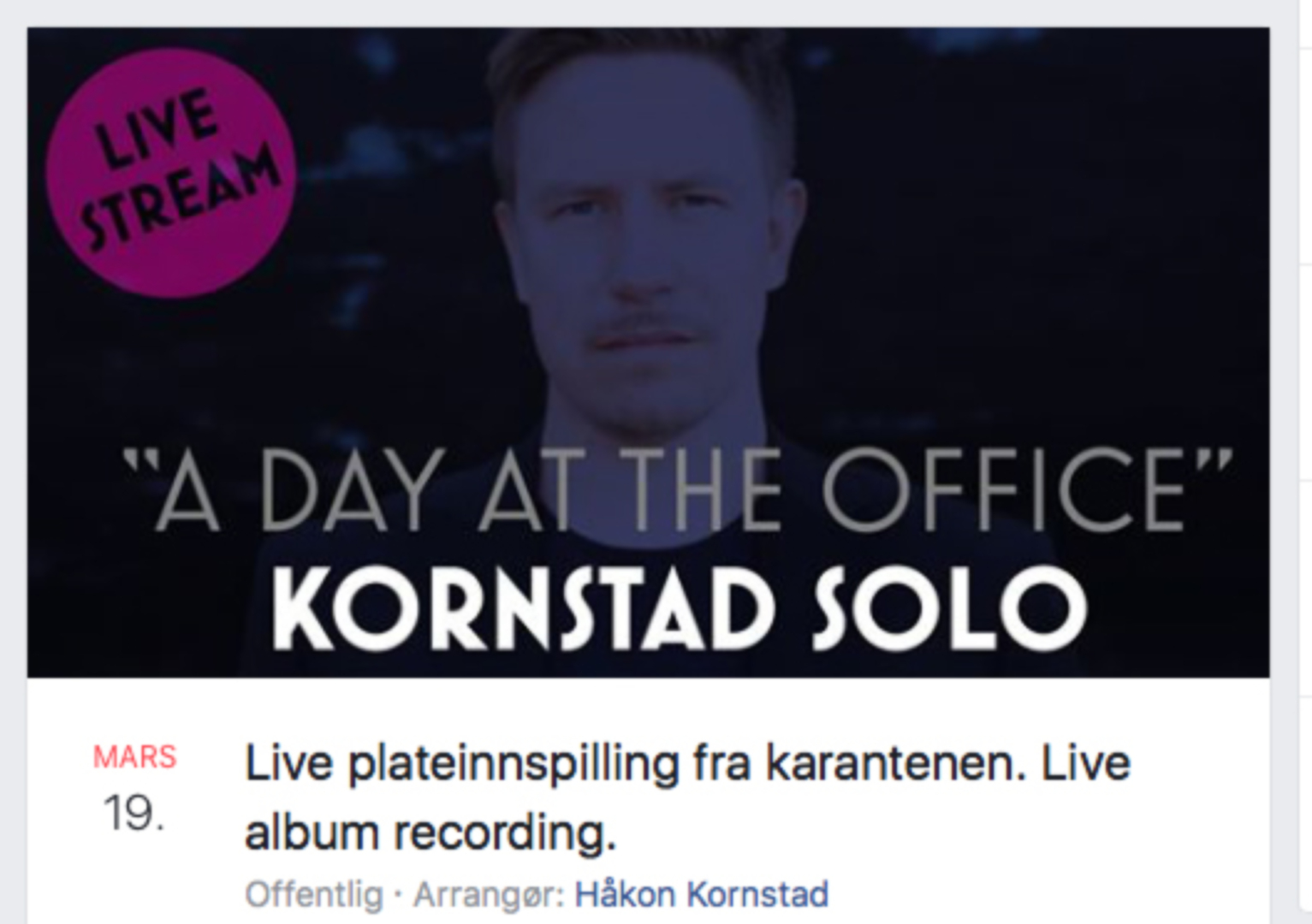 Til og med en plateinnspilling kan gjøres i karantenetider! Håkon Kornstad åpner de digitale dørene i dag.