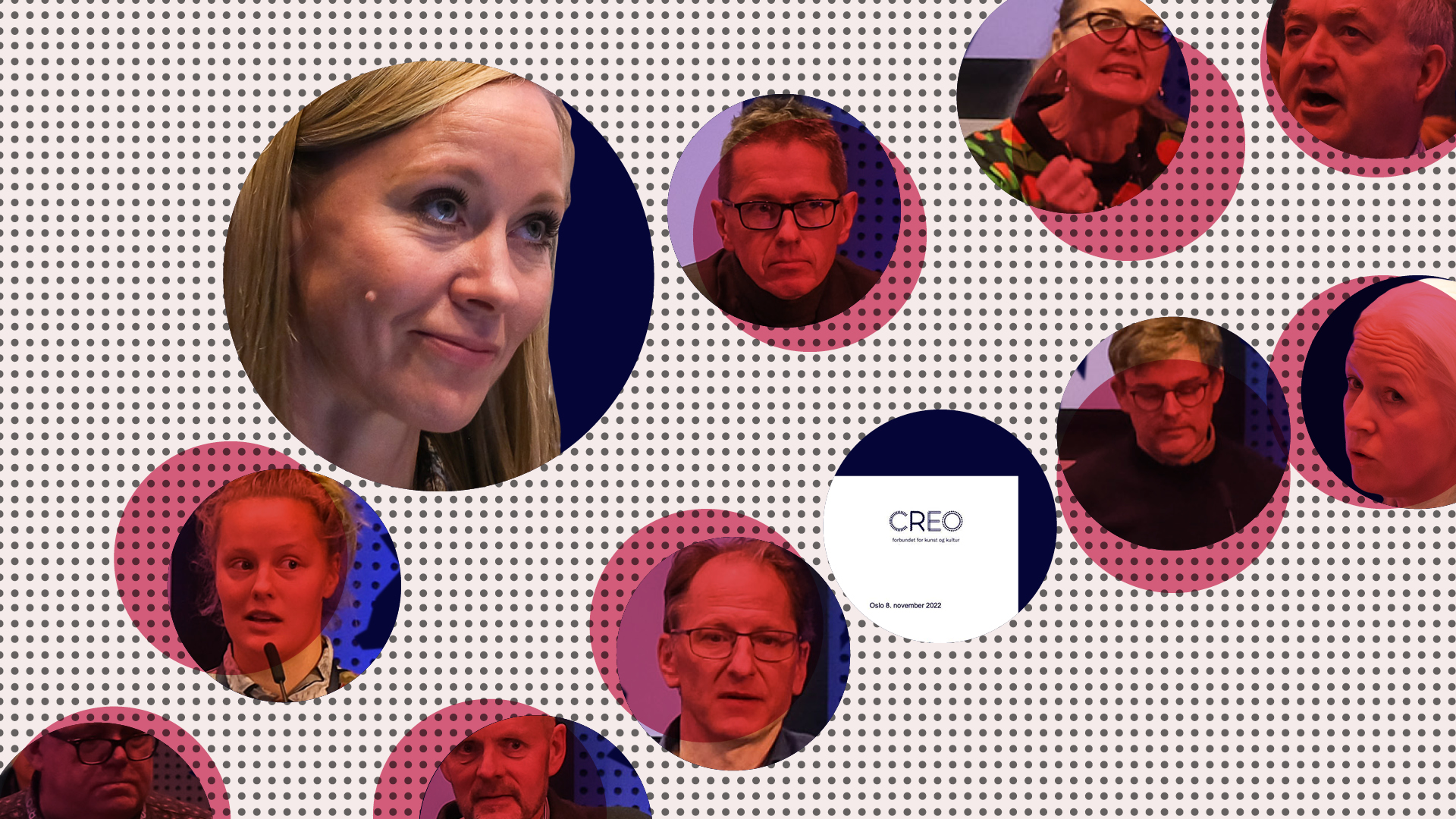 Collage av Creo-ansikter fra landsmøtet