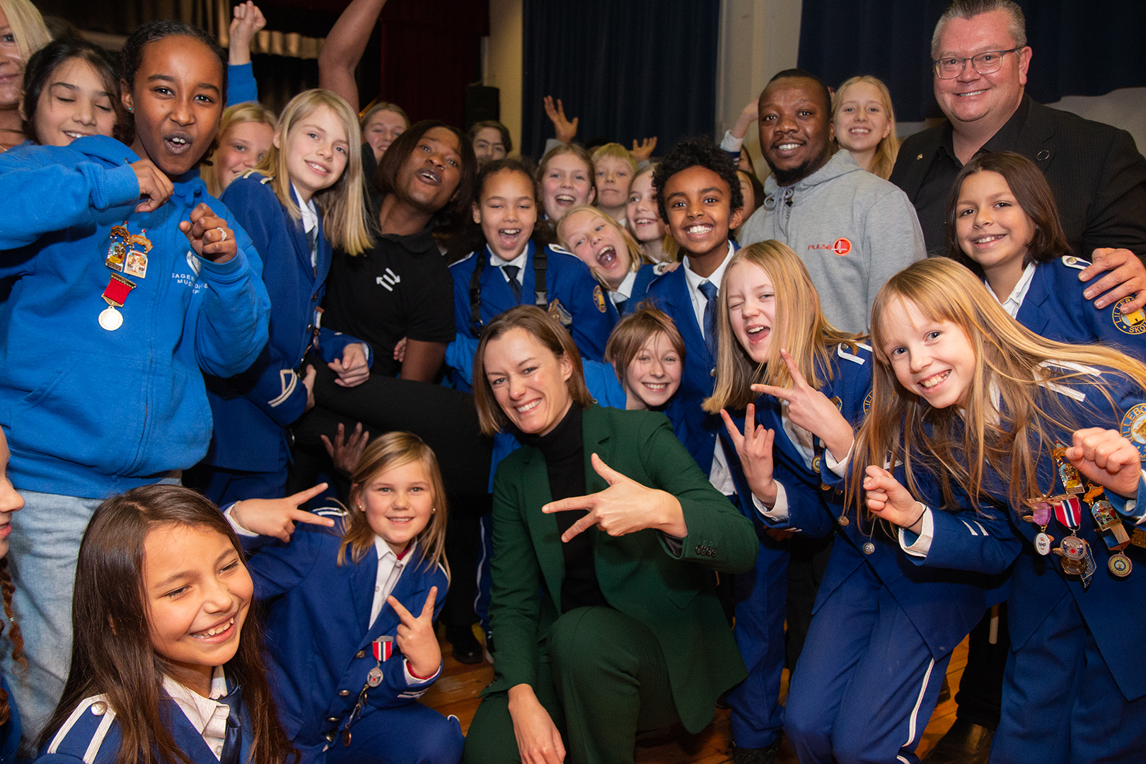 Anette Trettebergstuen med Lilleborg skoles musikkorps