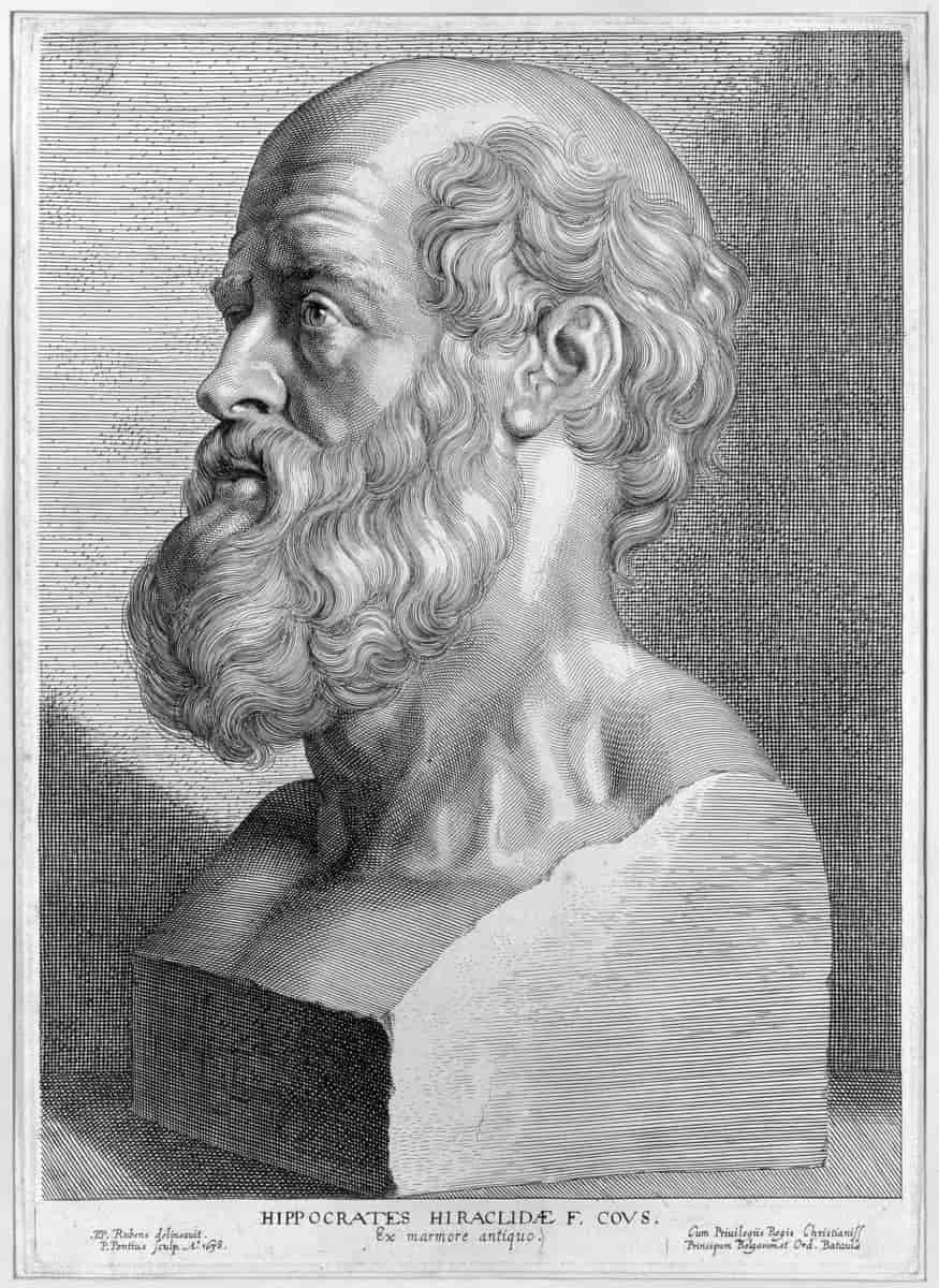 illustrasjon av byste av Hippokrates